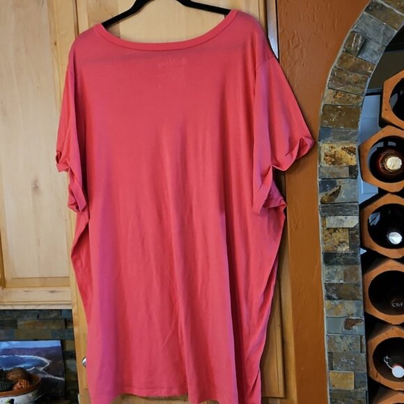 Torrid Sublime Relaxed Fit Cotton Distressed Tunic T-Shirt Tee Top Pink Yellow - Picture 2 of 3